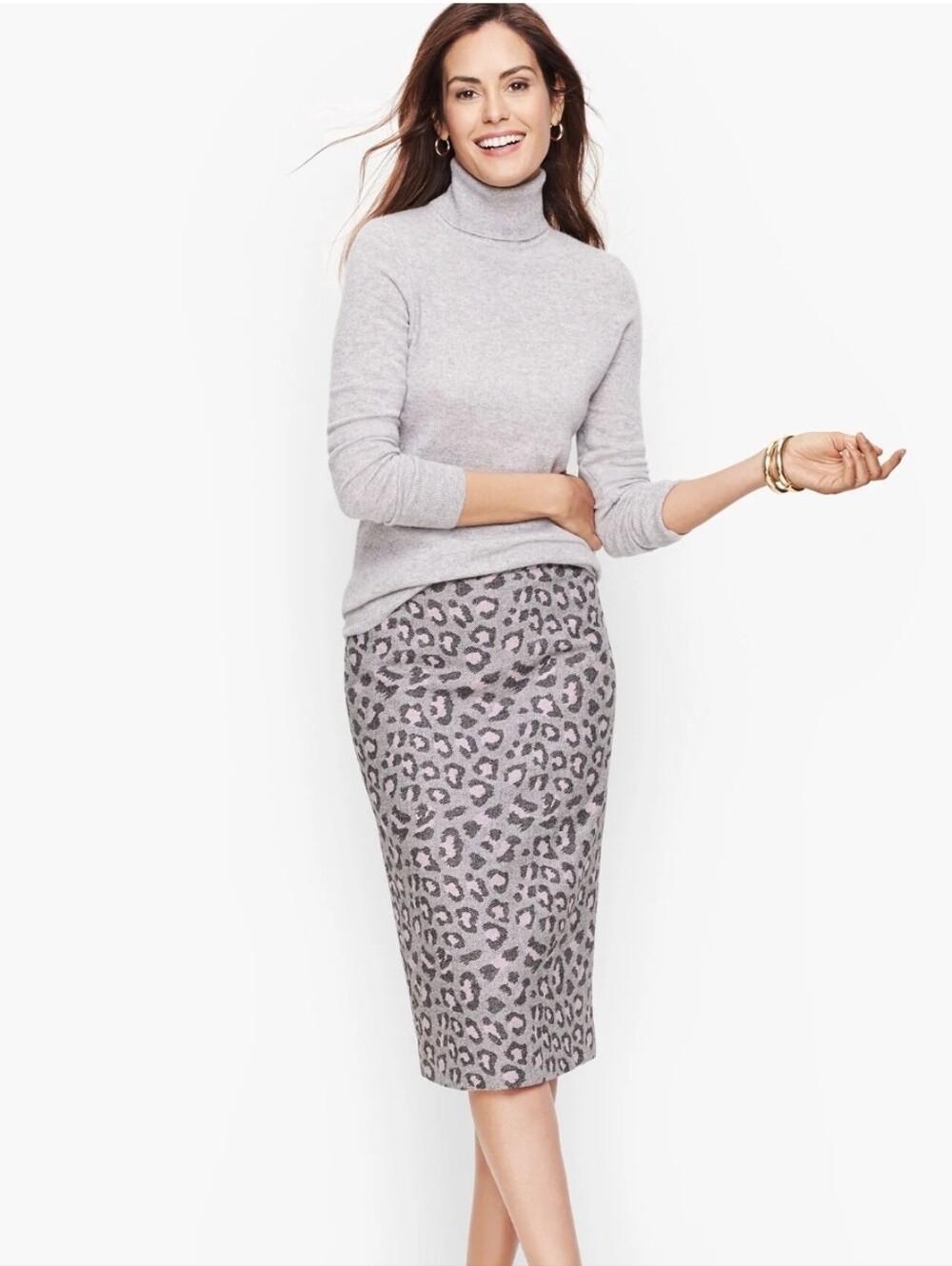 Talbots Women's Leopard Pencil Skirt-sz 4